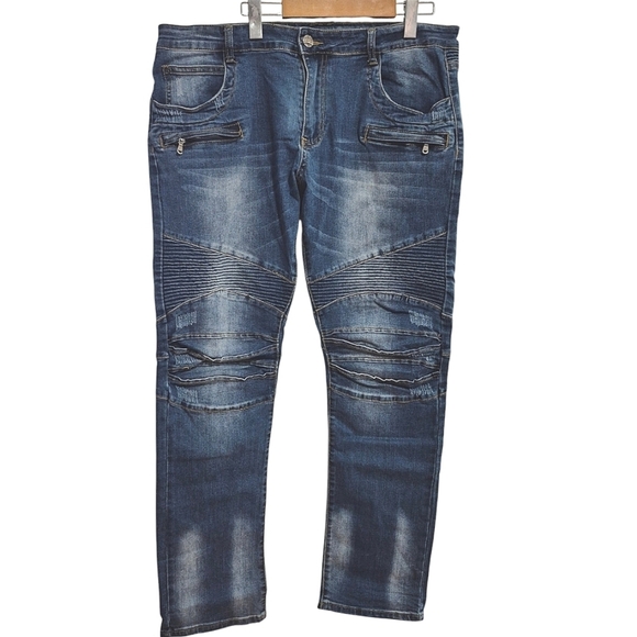 RAW X Men's Skinny Fit Flexible Moto Biker Jeans Size 36W X 32L NWOT - Picture 2 of 9